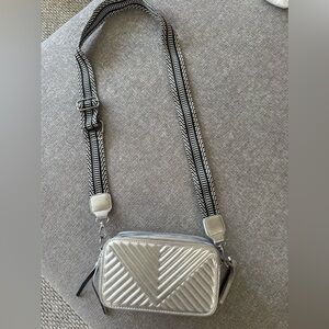 Silver Quilted Crossbody Bag